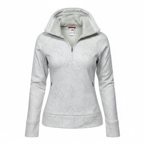 The North Face Women's Gray Floral Quarter-Zip Fleece Lined Pullover